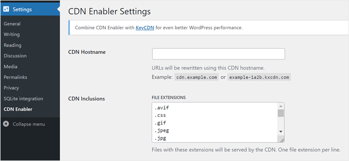 KeyCDN's CDN Enabler plugin