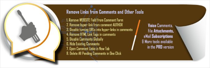 Comment Link Remove and Other Comment Tools plugin banner
