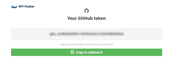 Copy the GitHub token