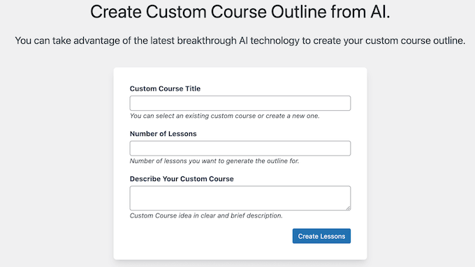 Creating a course outline using AI 