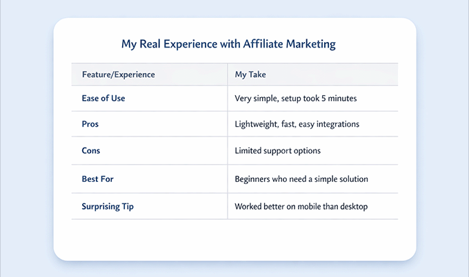 Erstellen Sie eine Tabelle zur Bewerbung von Affiliate-Marketing-Produkten