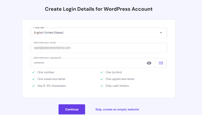 Create login details for news site