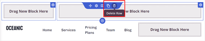 Deleting a previous row in a SeedProd section