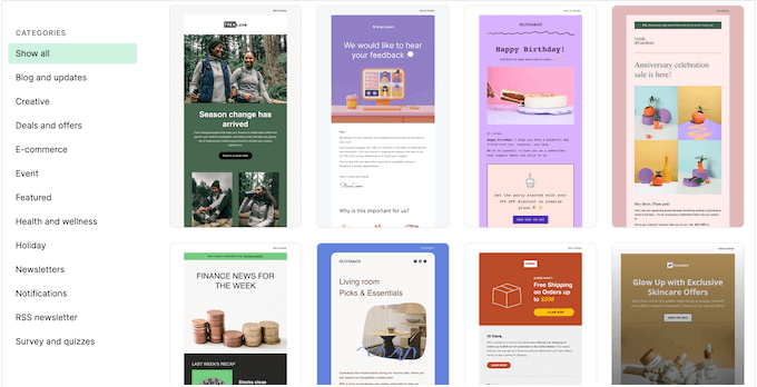 A range of professionally-designed email templates
