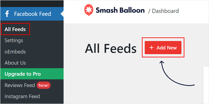 Creating a new Facebook Feed in the free Smash Balloon plugin