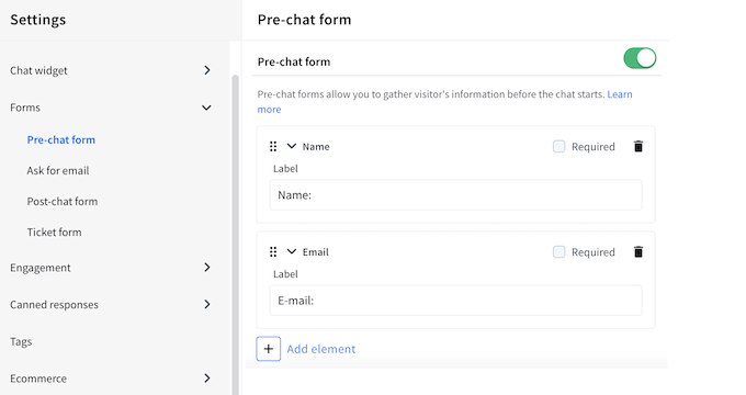 Adding automated pre-chat forms to your website or blog