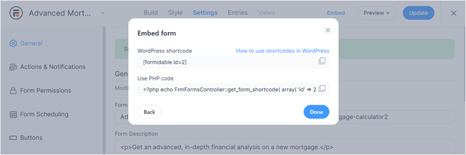 WebHostingExhibit formidable-forms-code-min How to Add a Mortgage Calculator in WordPress (Step by Step)  