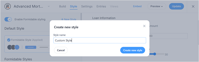 Creating a new Formidable Forms form style