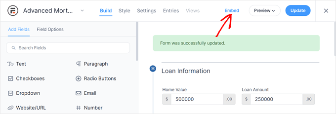 WebHostingExhibit formidable-forms-embed-min How to Add a Mortgage Calculator in WordPress (Step by Step)  