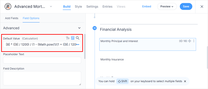 WebHostingExhibit formidable-forms-financial-analysis-min How to Add a Mortgage Calculator in WordPress (Step by Step)  