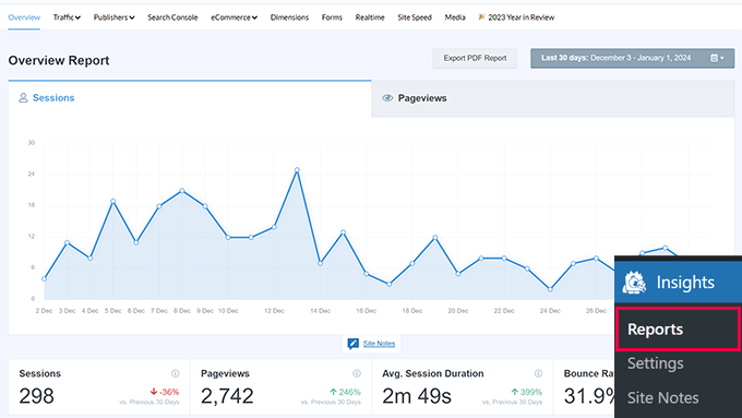 Relatórios MonsterInsights