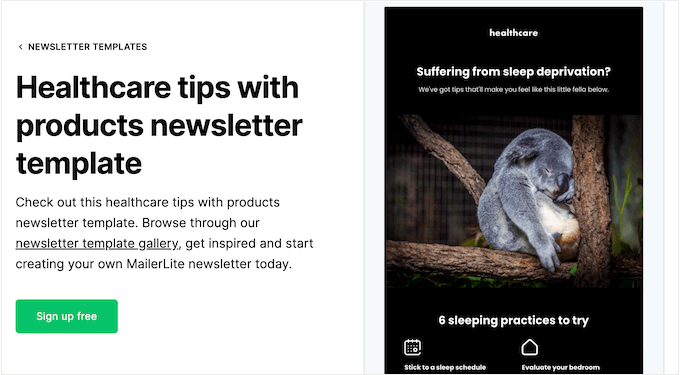An example of an email newsletter template