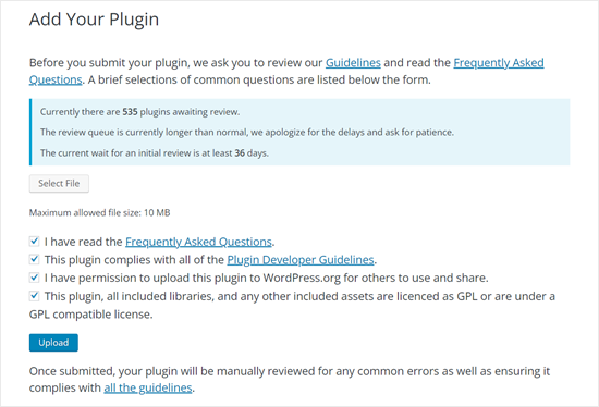 Submitting a plugin to WordPress