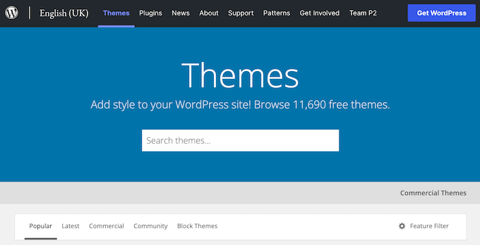 Choosing a theme from the WordPress repository 