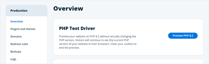 The PHP Test Driver feature in WP Engine