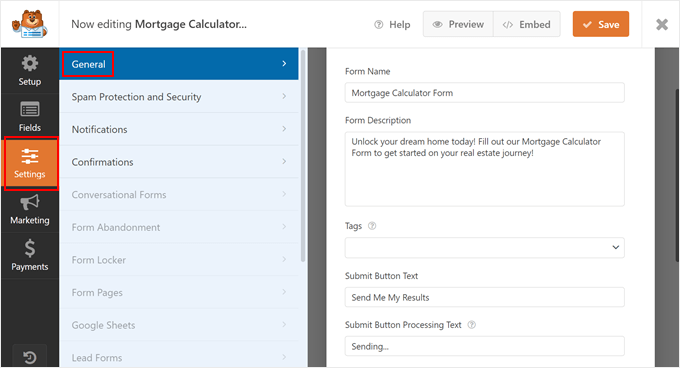 WebHostingExhibit wpforms-general-settings-min How to Add a Mortgage Calculator in WordPress (Step by Step)  