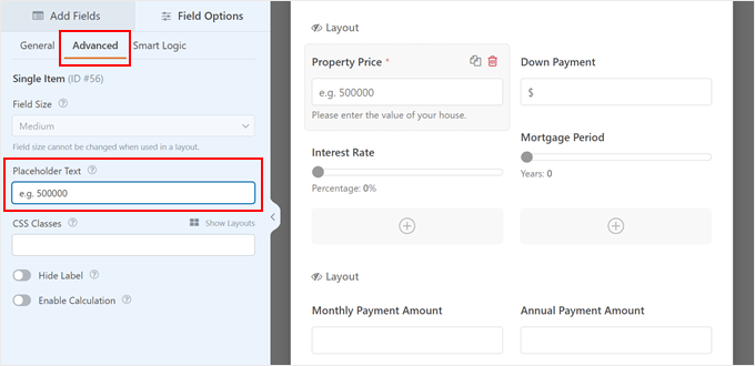 Customizing a field placeholder text in WPForms