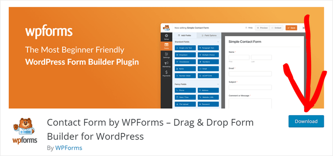 Manually downloading the WPForms plugin