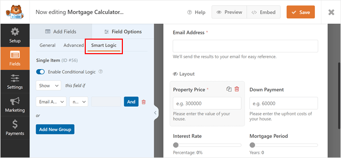 WebHostingExhibit wpforms-smart-logic-min How to Add a Mortgage Calculator in WordPress (Step by Step)  