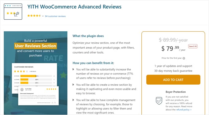 YITH WooCommerce Advanced Reviews plugin page