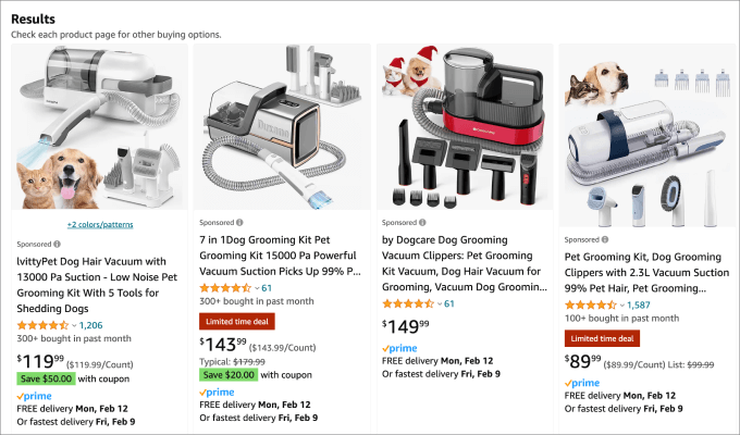 Amazon competition pet grooming kit example