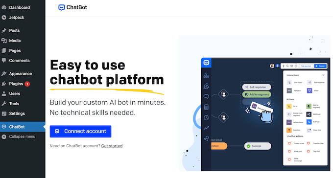 Connecting an AI-powered chat bot service to your WordPress website