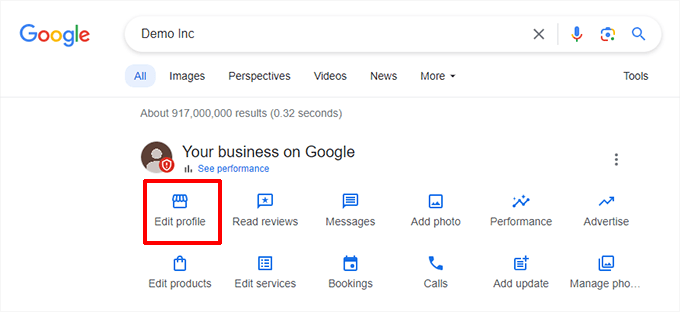 Edit Google Business profile