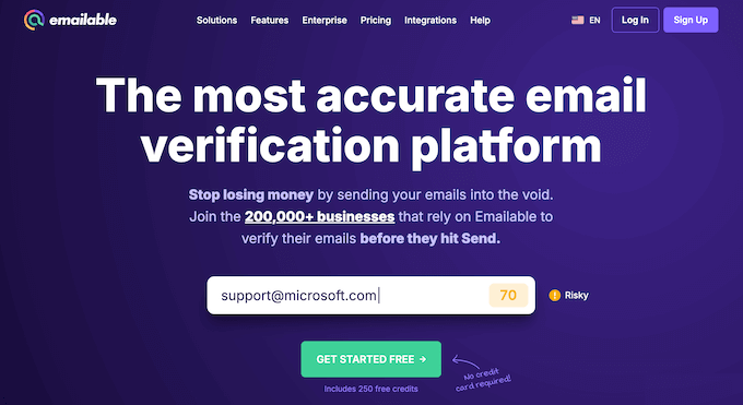 The Emailable email verification tool