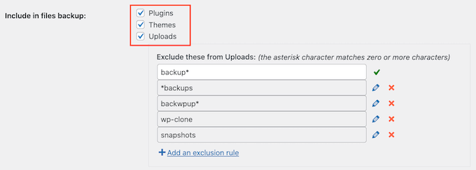 Excluding files from your WordPress backups