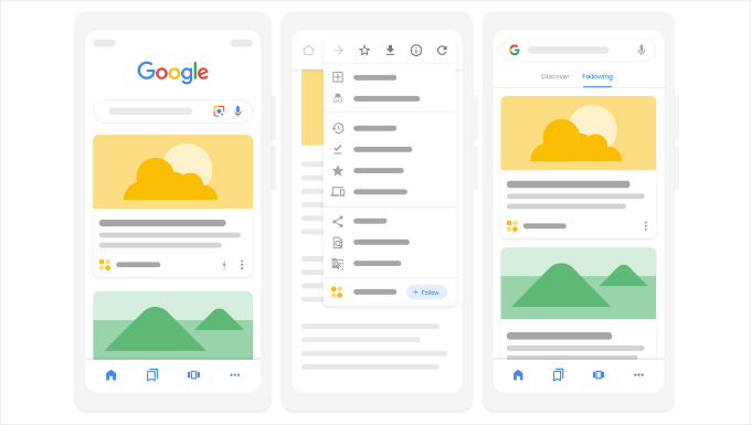 The Google Discover layout The Google Discover layout