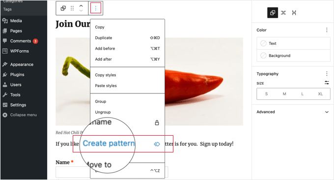 Creating a Pattern