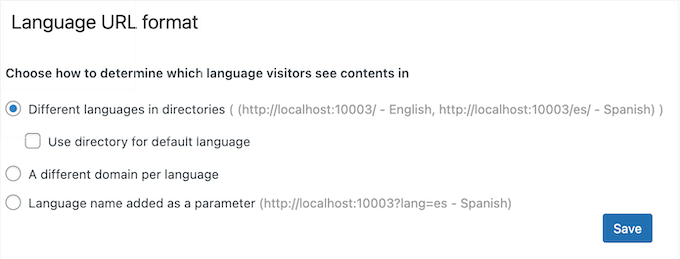 Configuring the URL format for multiple languages 