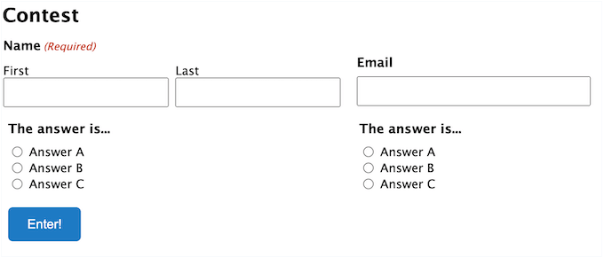 Arranging form fields into multiple columns