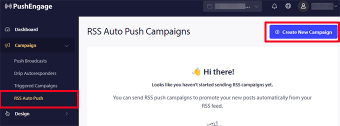 New RSS Auto Push campaign