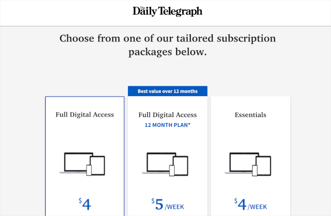 An example of a news website, with a paywall An example of a news website, with a paywall