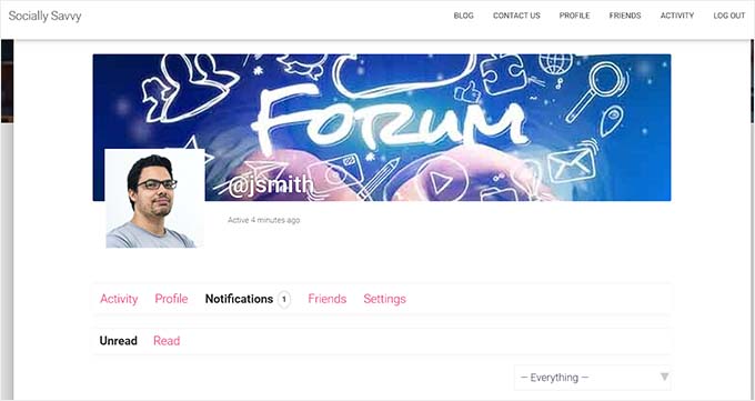 Profile page preview