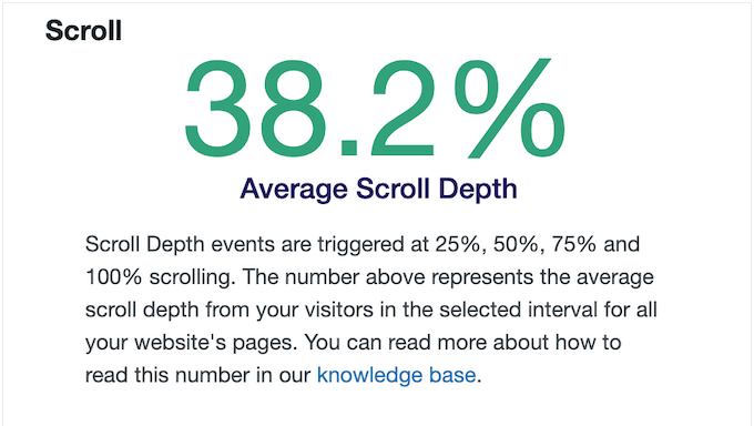 An example of a scroll tracking report, created using ExactMetrics