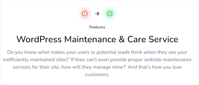 An example of a WordPress maintenance service