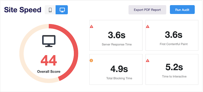 Monitoring your site speed using ExactMetrics 