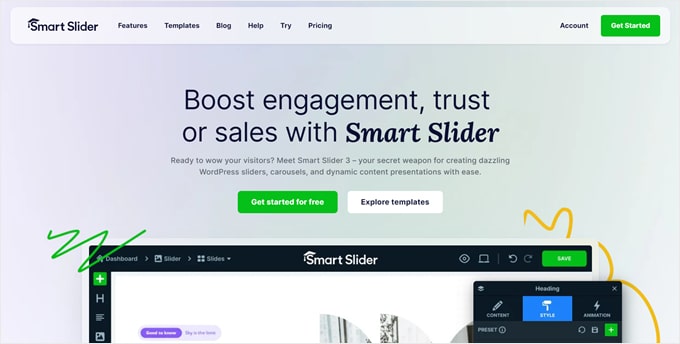 Smart Slider 3's homepage