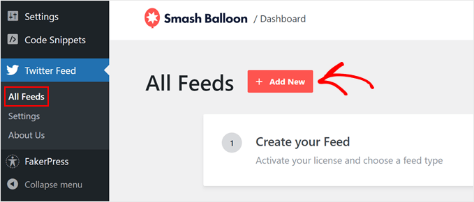 Adding a new Twitter Feed with Smash Balloon