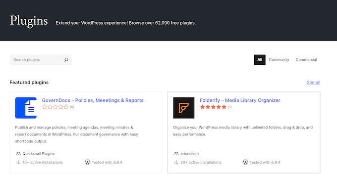 The official WordPress plugin repository
