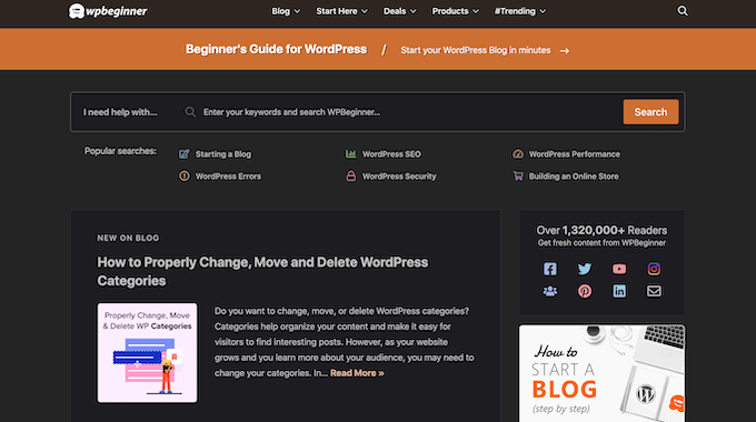 An example of a website with dark mode enabled An example of a website with dark mode enabled