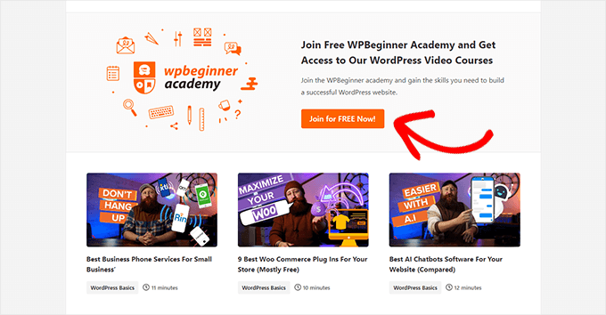 WPBeginner video membership call to action