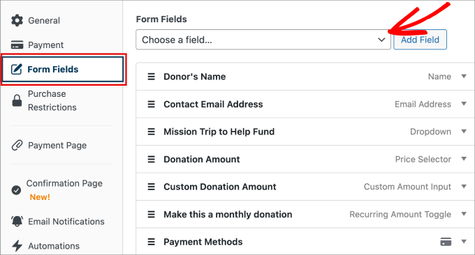 Form Fields WP Simple Pay