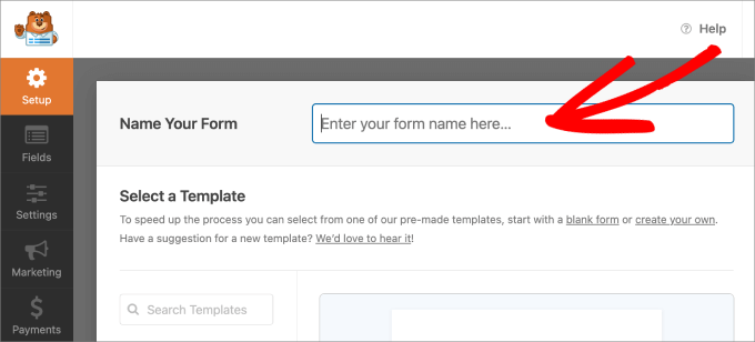 Name your form in WPForms