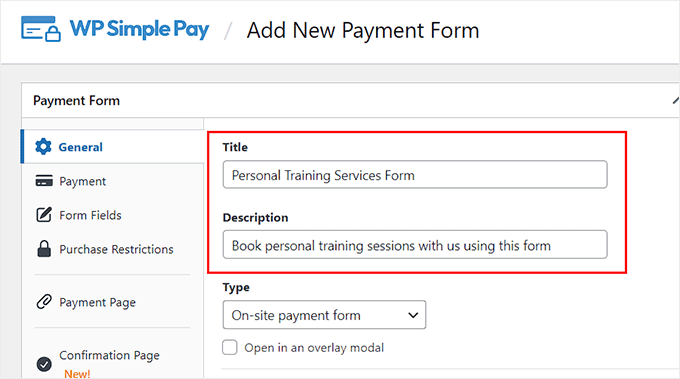 Add a title and description for the training services form
