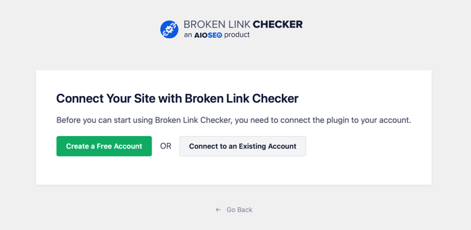 The AIOSEO broken link checker set up wizard