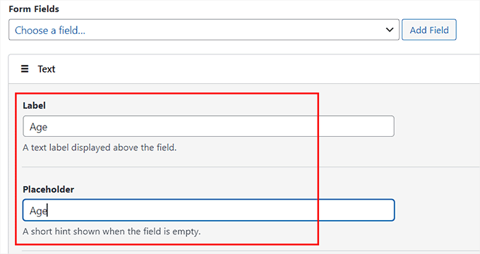 Create custom age and weight fields