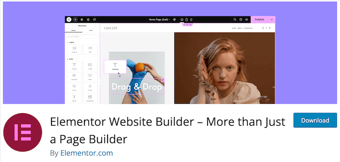 The free Elementor page builder plugin